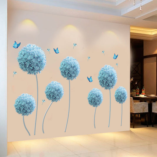 3D Blue Floral Wall Stickers