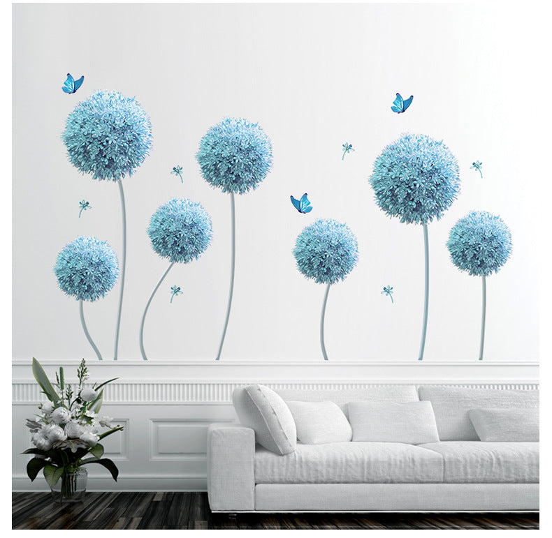 3D Blue Floral Wall Stickers